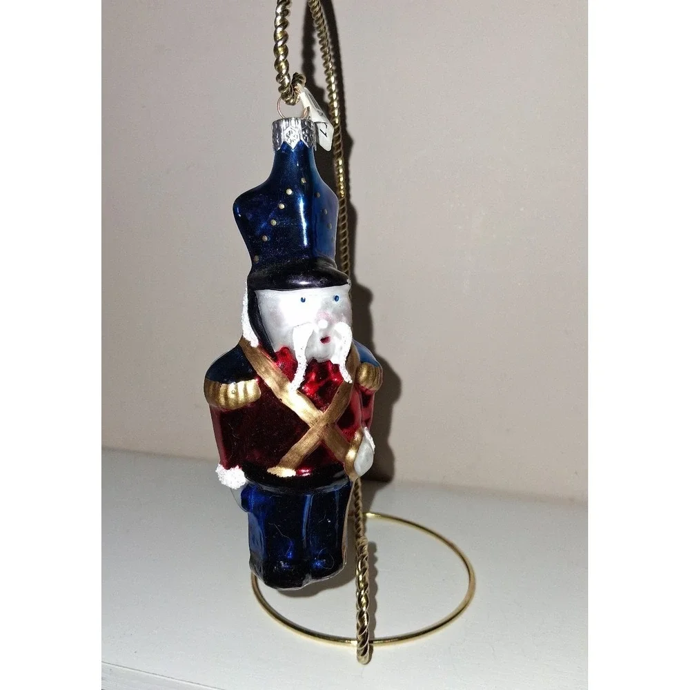 Pier 1 Poland Blown Glass Nutcracker Soldier Christmas Ornament 5.5